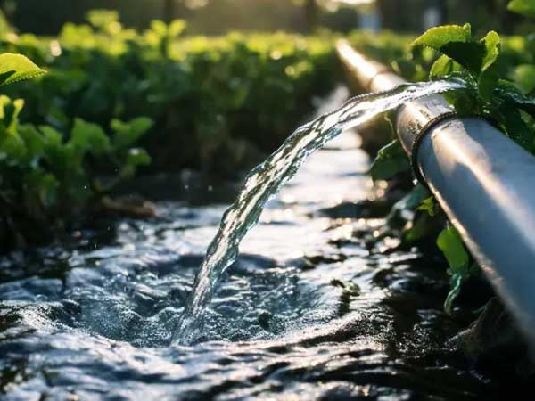 Watering a tea plantation.