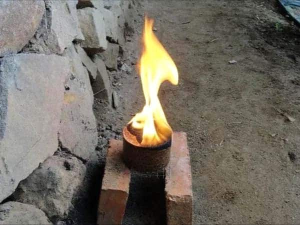 Open flame heating inside a greenhouse